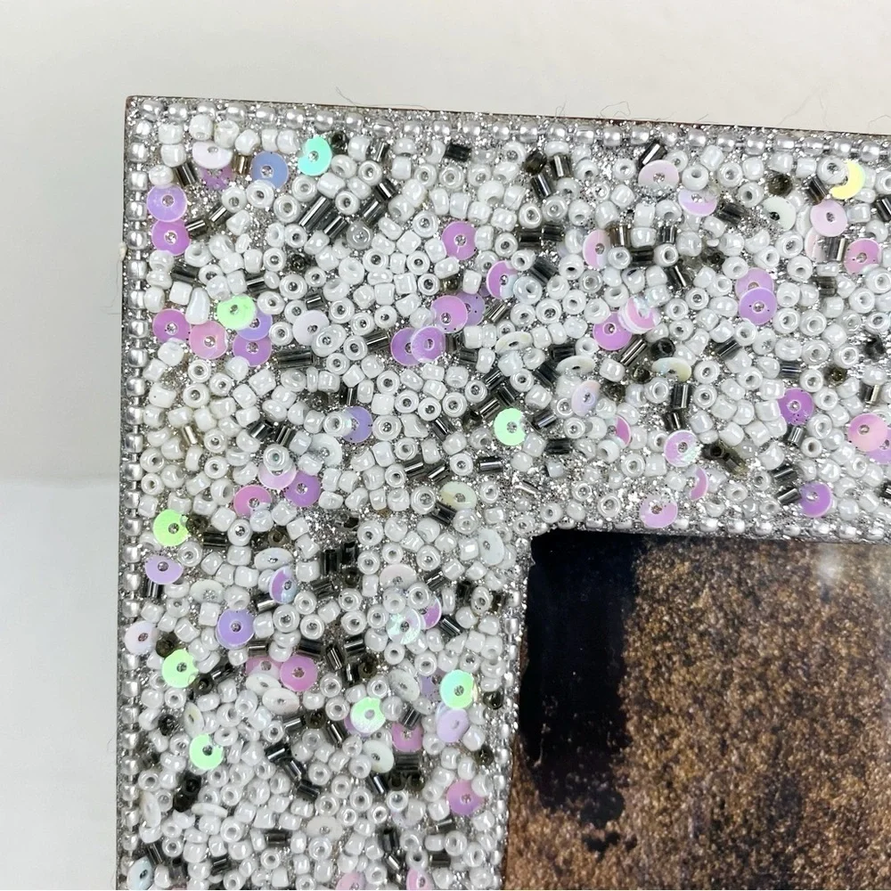 Treasure Of India Beaded Sequined Picture Frame 5”x 7”